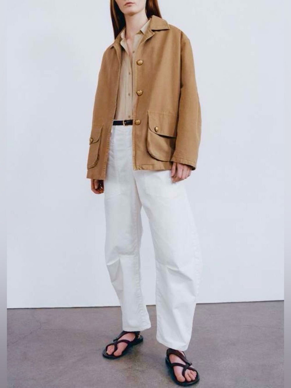 Nili Lotan Connor Oversized Utility Jacket in Tawny— Size XS